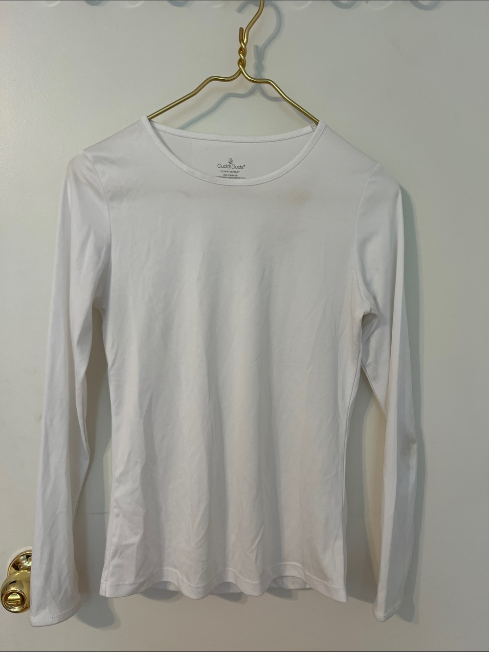 Cuddl Duds White Crewneck Long Sleeve Top